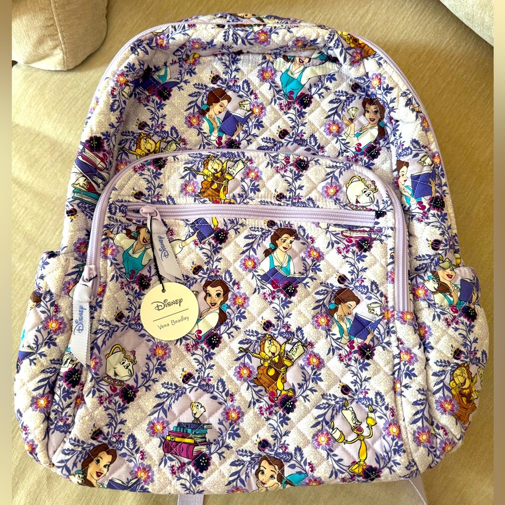 NWT Vera Bradley X Disney Belle Floral Campus Backpack
